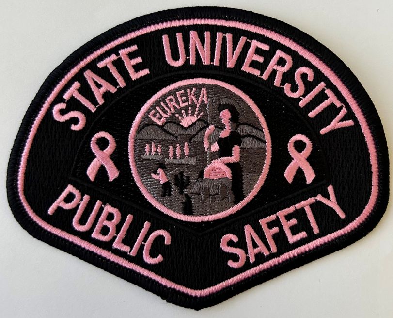CALIFORNIA STATE UNIVERSITY PUBLIC SAFETY PINK SHOULDER PATCH - SEW ON.